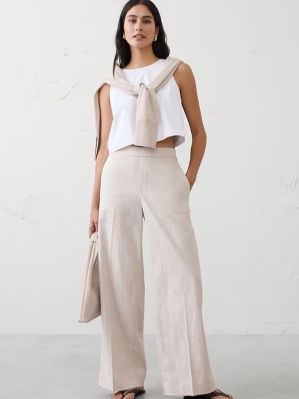 NWT Banana Republic Hayden Wide Leg High-Rise Linen Blend Pants Size-XL
